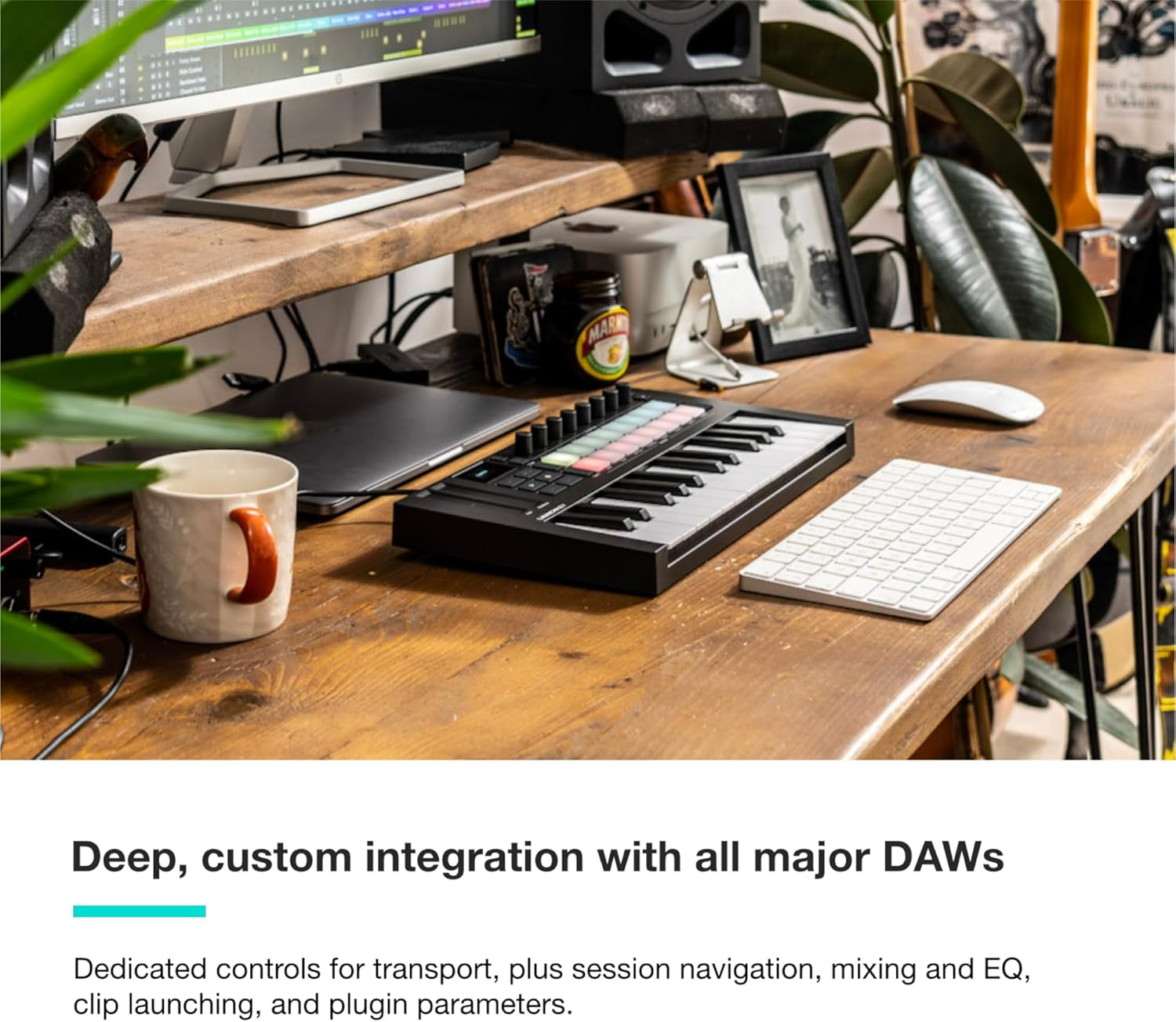 Launchkey Mini 25 [MK4] — Portable 25 Mini-Key, USB, MIDI Keyboard Controller with DAW Integration. Chord Mode, Scale Mode, Drum Pads, and Arpeggiator. Includes Music Creation Software Bundle