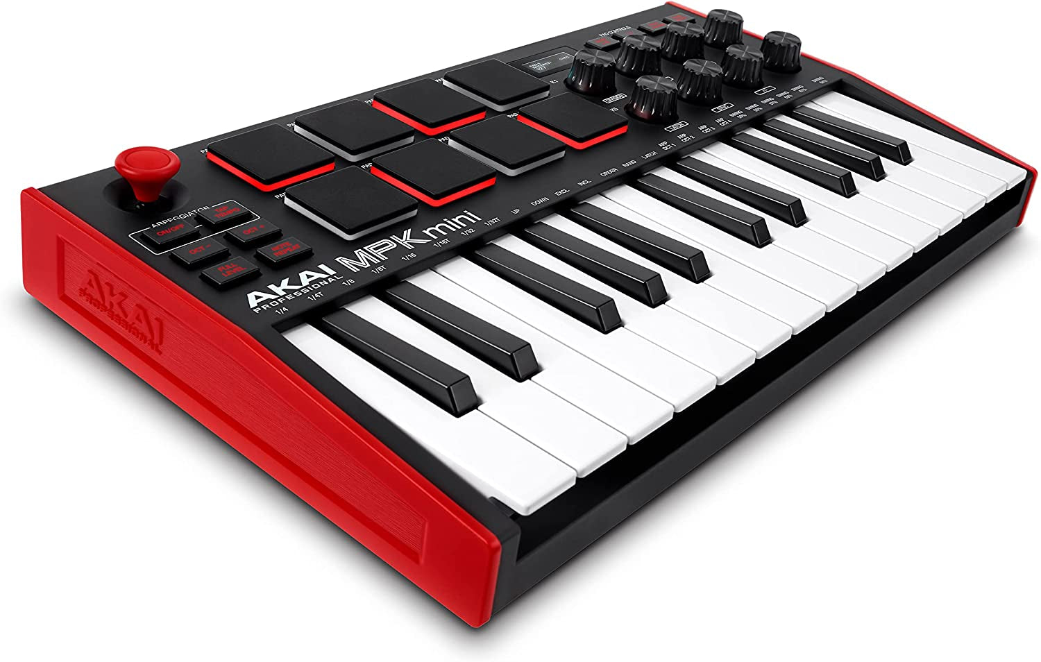 AKAI, 25 Key USB MIDI Keyboard Controller with 8 Drum Pads, 8 Assignable 360 Degree Knobs and Pro Software Suite Included, MPK Mini (MPKMINI3)