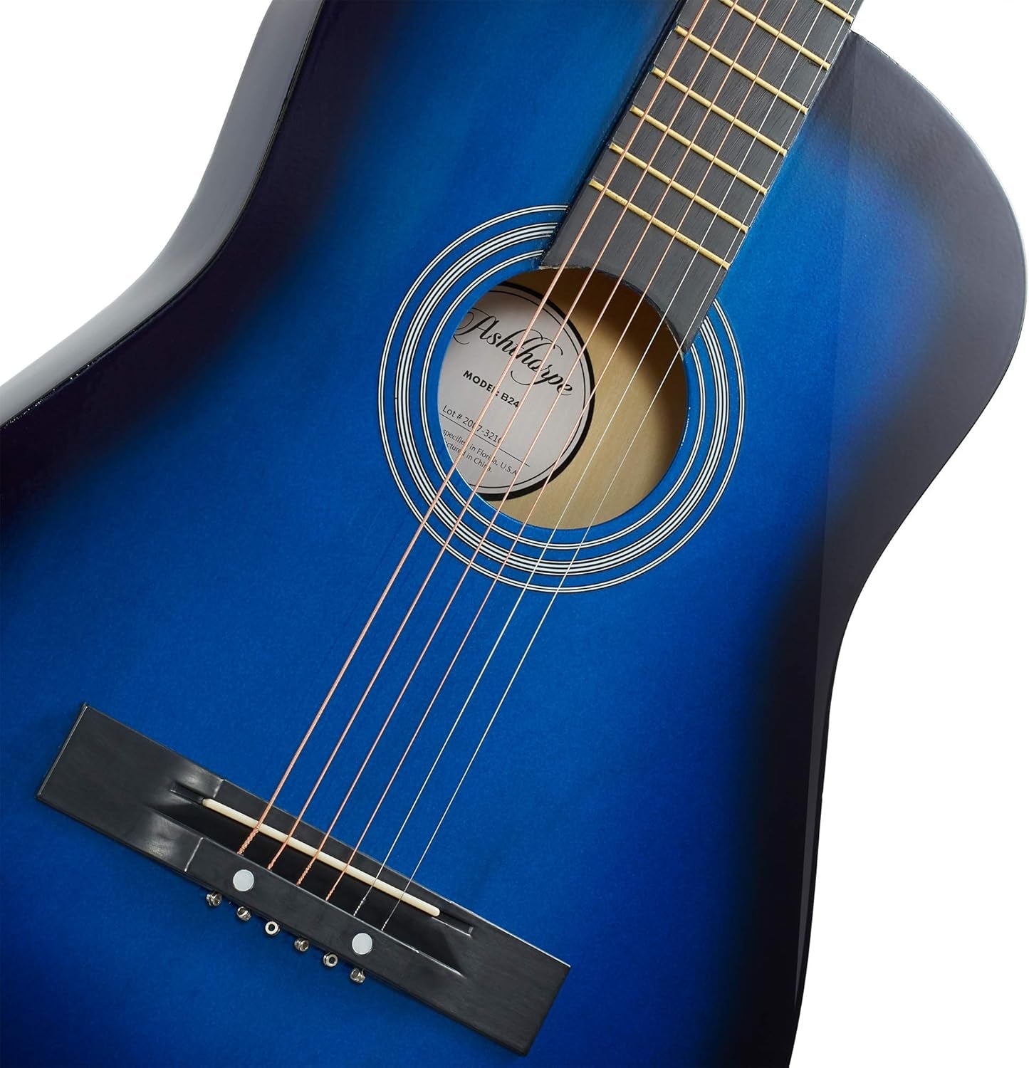 38-Inch Beginner Acoustic Guitar Package (Blue), Basic Starter Kit W/Gig Bag, Strings, Strap, Tuner, Pitch Pipe, Picks