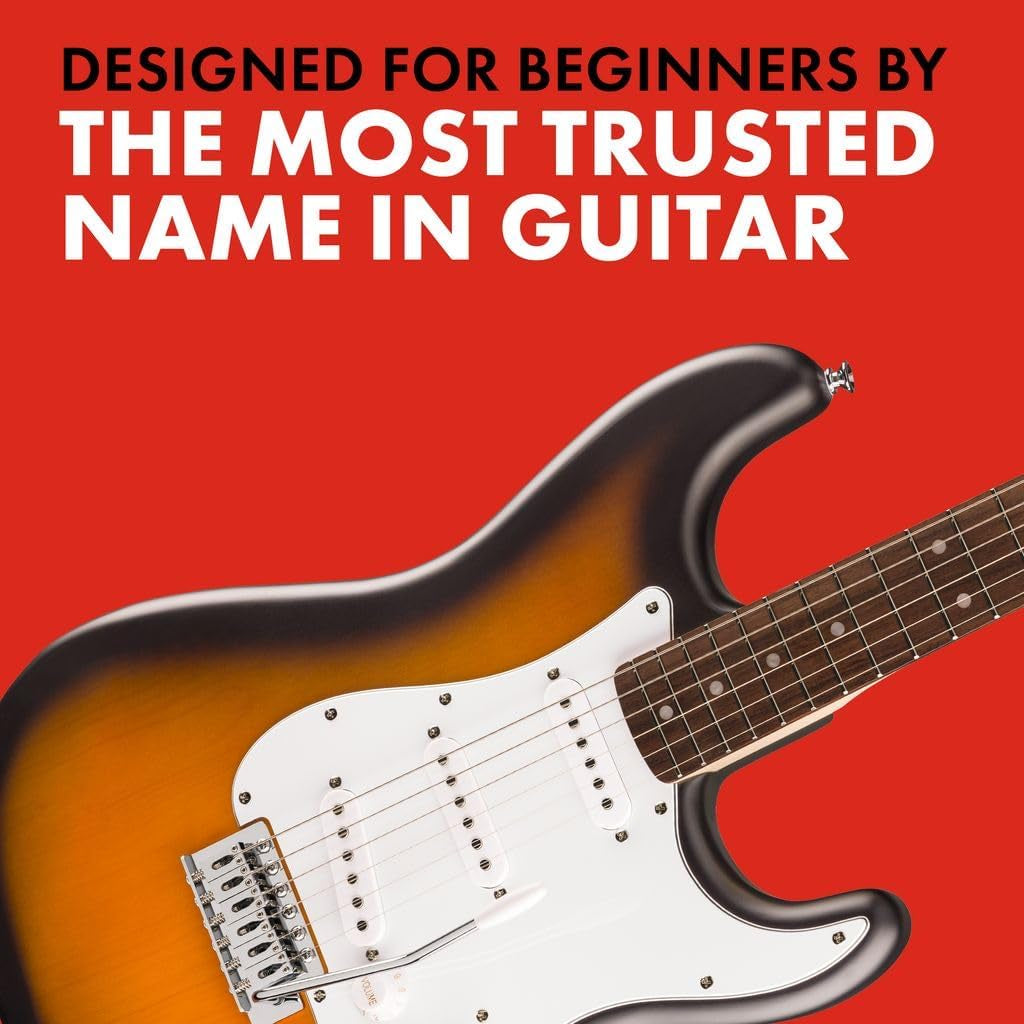 Squier Debut Series Stratocaster Electric Guitar, Beginner Guitar, with 2-Year Warranty, Includes Free Lessons, 2-Color Sunburst with Matte Finish