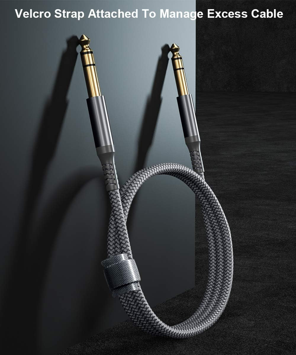 1/4 Inch TRS Instrument Guitar Cable 10Ft 2Pack,Straight 6.35Mm Guitar Bass AMP Cord,Quarter Inch 6.3Mm Male Jack Stereo Audio Balanced Line for Electric Guitar,Bass,Keyboard,Amplifier,Speaker
