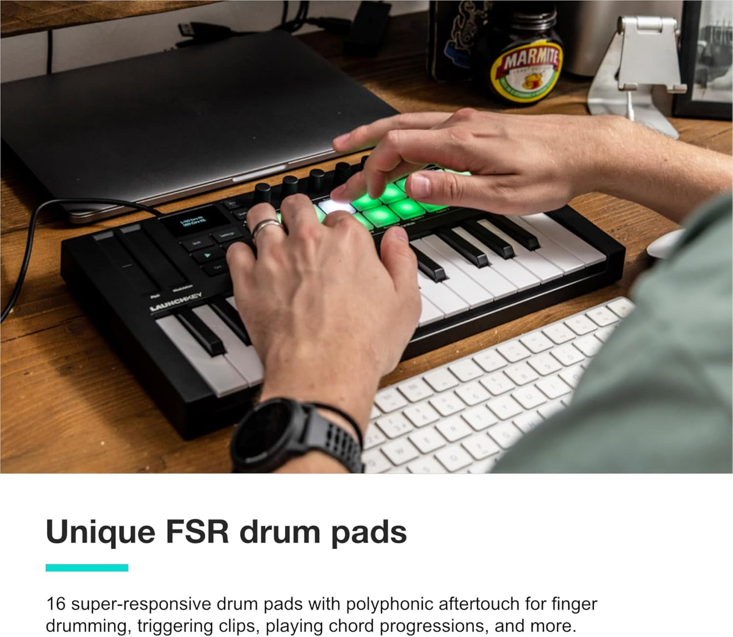 Launchkey Mini 25 [MK4] — Portable 25 Mini-Key, USB, MIDI Keyboard Controller with DAW Integration. Chord Mode, Scale Mode, Drum Pads, and Arpeggiator. Includes Music Creation Software Bundle