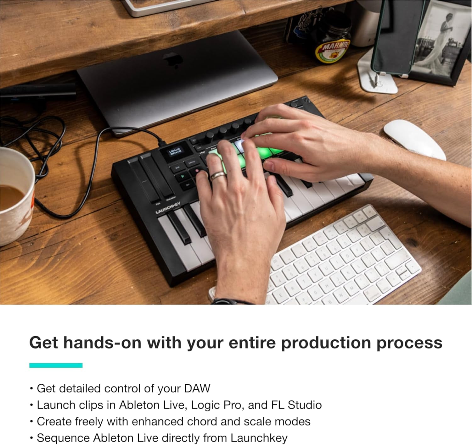 Launchkey Mini 25 [MK4] — Portable 25 Mini-Key, USB, MIDI Keyboard Controller with DAW Integration. Chord Mode, Scale Mode, Drum Pads, and Arpeggiator. Includes Music Creation Software Bundle